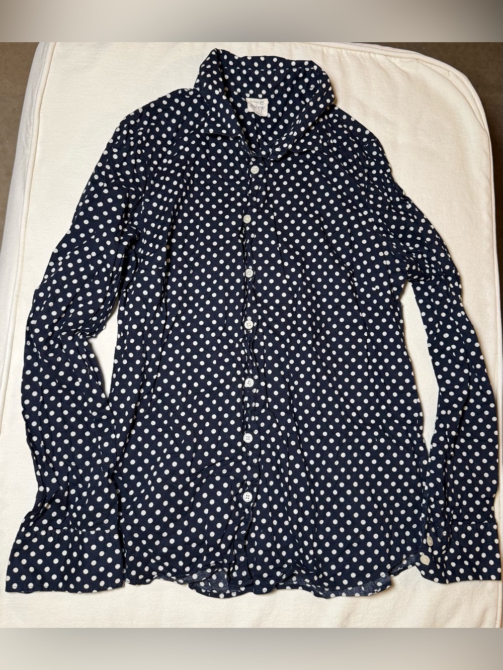J.Crew Navy Polka Dot Button Down